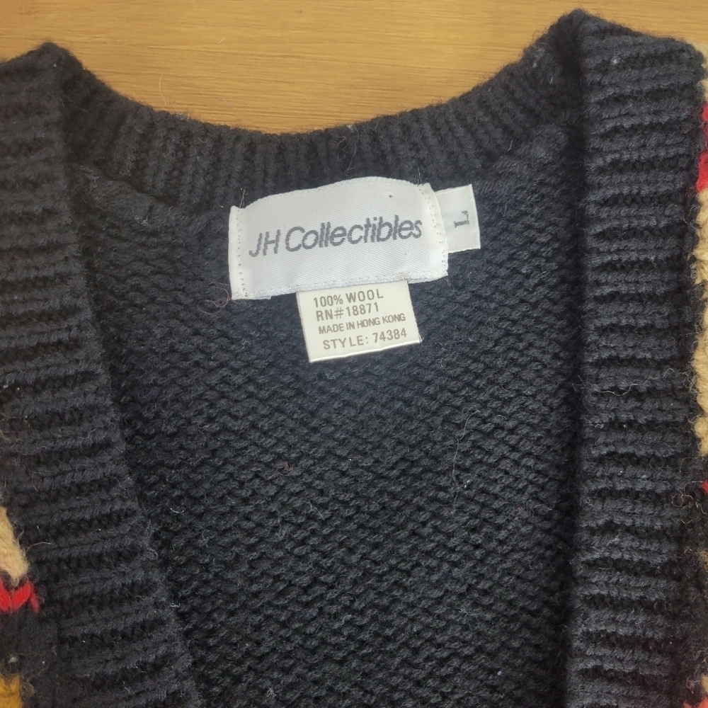 Vintage floral black button up cardigan sweater - Picture 7 of 8